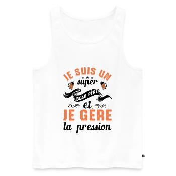 Super Beau-père Papa Idée Cadeau Fête Des Pères - Débardeur bio Premium Homme - blanc - Devant - Michal (187cm)