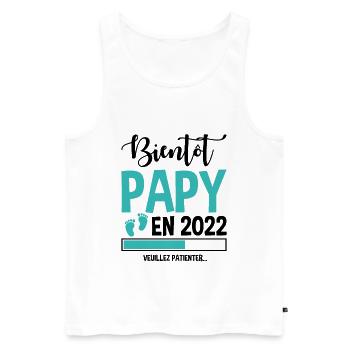 Bientôt Papy En 2022 Idée Cadeau Annonce Grossesse - Débardeur bio Premium Homme - blanc - Devant - AI Model Male 178 light (178cm)