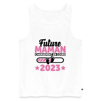 Future Maman 2023 Enceinte Idée Cadeau Amour Coeur - Débardeur bio Premium Homme - blanc - Devant - Michal (187cm)