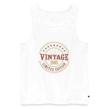 Vintage 1985 Vintage Jubiläum Geschenkidee 1985 - Männer Premium Bio Tank Top - Weiß - Vorne - Michal (187cm)