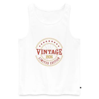 Vintage 1936 Vintage Jubiläum Geschenkidee 1936 - Männer Premium Bio Tank Top - Weiß - Vorne - Michal (187cm)