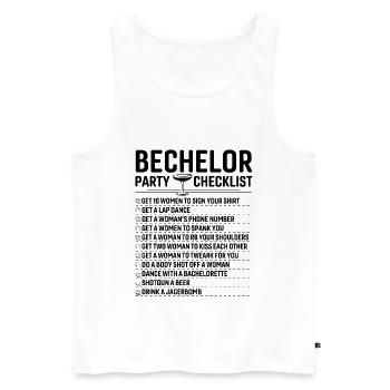 Checkliste für das Bechlor Festival - Männer Premium Bio Tank Top - Weiß - Vorne - Michal (187cm)
