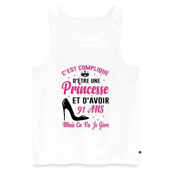 Princesse 91 Ans Idée Cadeau Anniversaire Amour - Débardeur bio Premium Homme - blanc - Devant - Michal (187cm)