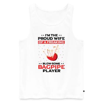 Citation de cornemuse pour les musiciens écossais et de cornemuse - Débardeur bio Premium Homme - blanc - Devant - AI Model Male 178 light (178cm)