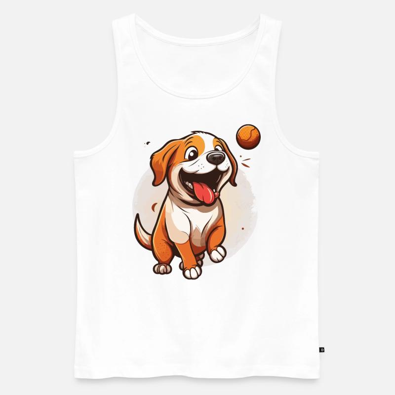 Der verspielte Welpe - Männer Premium Bio Tank Top - Weiß