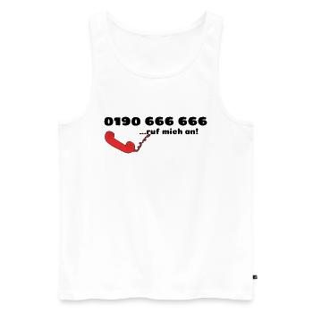 0190 Telefonnummer Fun Shirt - lustiger Humor - Männer Premium Bio Tank Top - Weiß - Vorne - Michal (187cm)