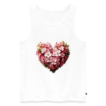 Flowers, pink, heart, sakura, cherry blossom, flower heart - Men's Premium Organic Tank Top - white - Front - AI Model Male 178 light (178cm)