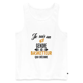 je suis basketteur qui déchire et gendre - Débardeur bio Premium Homme - blanc - Devant - Michal (187cm)