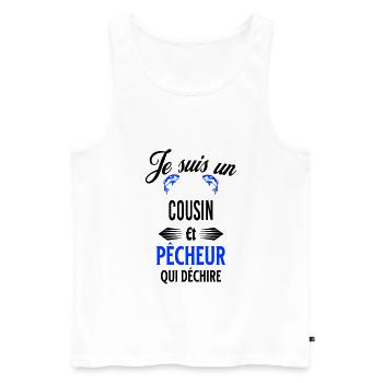 je suis pêcheur qui déchire et cousin - Débardeur bio Premium Homme - blanc - Devant - Michal (187cm)