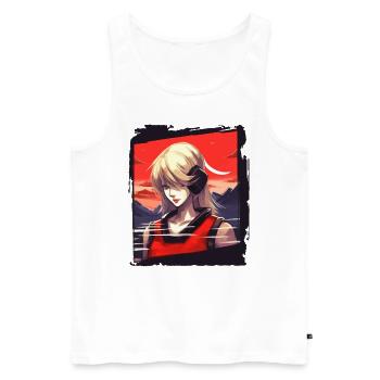 Japanische rote Sonne: Ein blondes Mädchen - Männer Premium Bio Tank Top - Weiß - Vorne - Michal (187cm)
