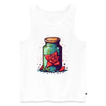 Un bocal en verre avec des roses - Débardeur bio Premium Homme - blanc - Devant - AI Model Male 178 light (178cm)