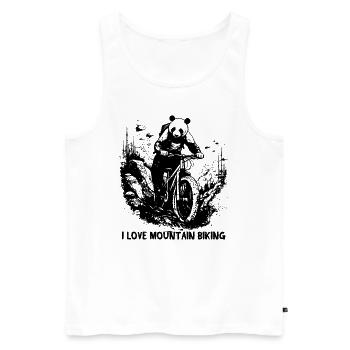 Panda Bear Biker, I Love Mountain Biking - Men's Premium Organic Tank Top - white - Front - Michal (187cm)