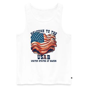 Bienvenue aux États-Unis de Bacon - Débardeur bio Premium Homme - blanc - Devant - Michal (187cm)