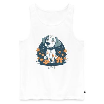 Chiot mignon et fleurs - Débardeur bio Premium Homme - blanc - Devant - Michal (187cm)