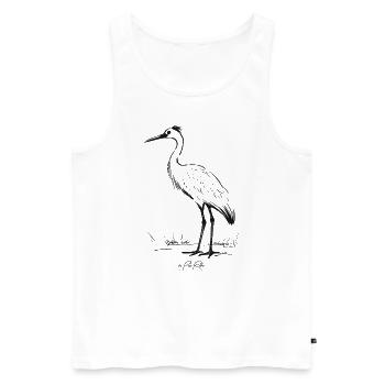Grand oiseau sur échasses comme une grue - Débardeur bio Premium Homme - blanc - Devant - AI Model Male 178 light (178cm)
