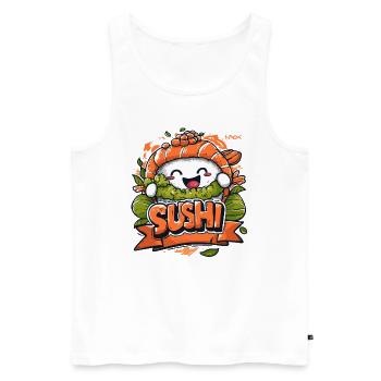 Cheerful Sushi - Men's Premium Organic Tank Top - white - Front - Michal (187cm)