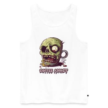 Kaffee Süchtiger Zombie Becher - Männer Premium Bio Tank Top - Weiß - Vorne - AI Model Male 178 light (178cm)