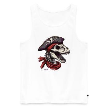 Rex Goes On: Dino Skull Captain Pirate - Men's Premium Organic Tank Top - white - Front - Michal (187cm)