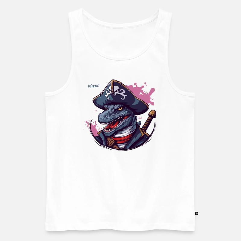 Der Dino-Echse-Pirat - Männer Premium Bio Tank Top - Weiß