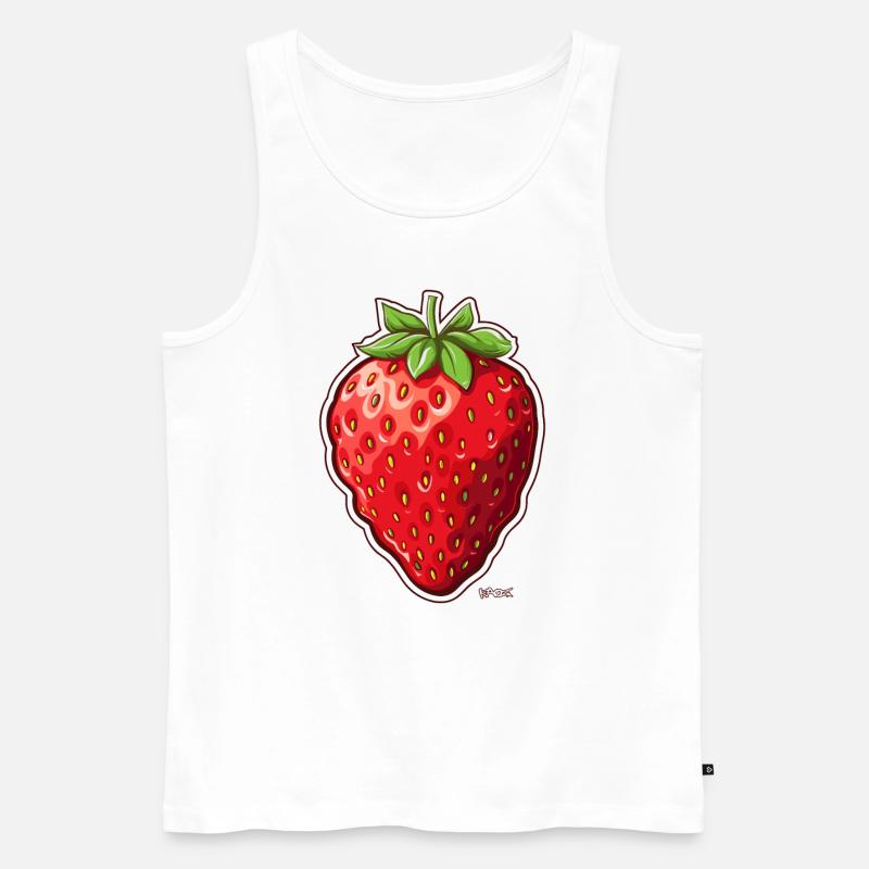 Große, dicke saftige Erdbeere - Männer Premium Bio Tank Top - Weiß