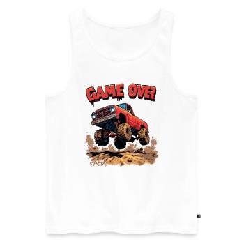 Gamer Gaming : Game Over Monster Truck - Débardeur bio Premium Homme - blanc - Devant - Michal (187cm)