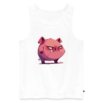 Small, angry, funny cartoon pig - Men's Premium Organic Tank Top - white - Front - Michal (187cm)
