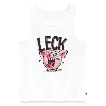 Cochon mignon de dessin animé coquin : léchez-moi - Débardeur bio Premium Homme - blanc - Devant - Michal (187cm)