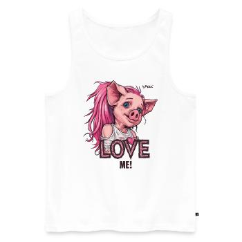 Jolie fille d’anime avec l’amour des cochons - Débardeur bio Premium Homme - blanc - Devant - AI Model Male 178 light (178cm)