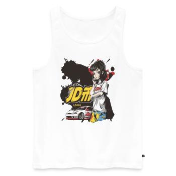 Jolie fille d’anime en tant que coureur de rue JDM - Débardeur bio Premium Homme - blanc - Devant - AI Model Male 178 light (178cm)