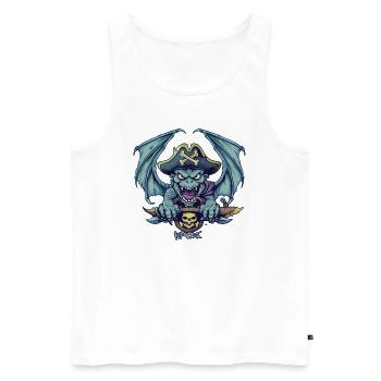 Kräftiger Gargoyle-Monster-Pirat - Männer Premium Bio Tank Top - Weiß - Vorne - AI Model Male 178 light (178cm)