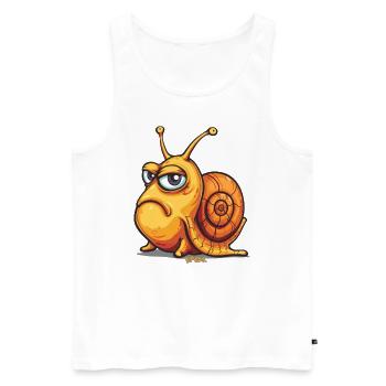 drôle de mauvaise humeur : escargot de dessin animé - Débardeur bio Premium Homme - blanc - Devant - Michal (187cm)