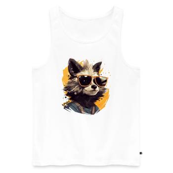 Coole Sonnenbrille und ein Waschbär - Männer Premium Bio Tank Top - Weiß - Vorne - Michal (187cm)