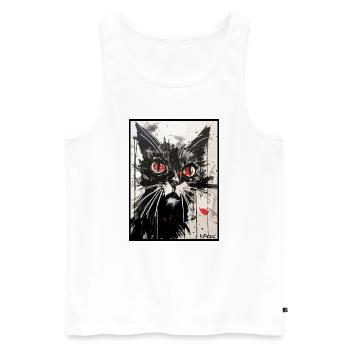 Carbon Paper Colored Pencil Drawing of a Cat - Men's Premium Organic Tank Top - white - Front - AI Model Male 178 light (178cm)