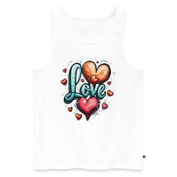 Paix, Cœurs et Amour - Débardeur bio Premium Homme - blanc - Devant - Michal (187cm)