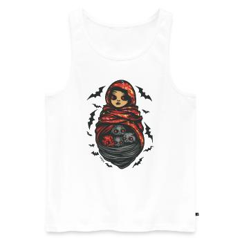 Babushka and Bats: Horror Matryoshka - Men's Premium Organic Tank Top - white - Front - AI Model Male 178 light (178cm)