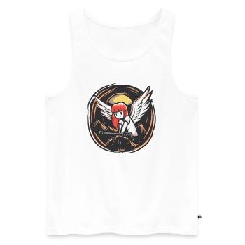 Niedlicher Engel amüsiert über eine alberne Waffe - Männer Premium Bio Tank Top - Weiß - Vorne - AI Model Male 178 light (178cm)