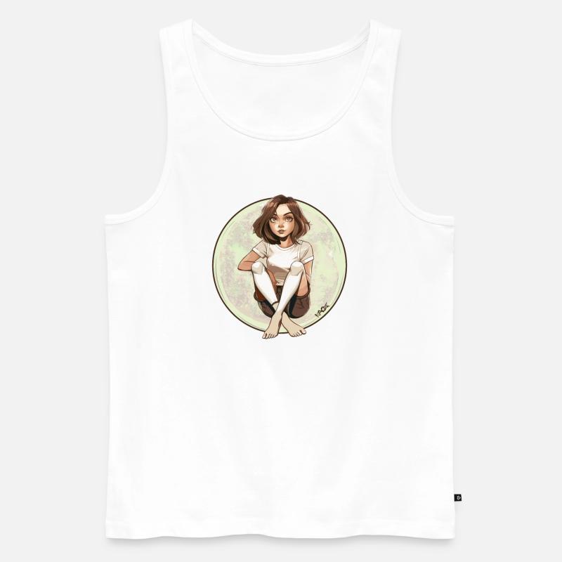 Sitzendes Anime-Mädchen - Männer Premium Bio Tank Top - Weiß