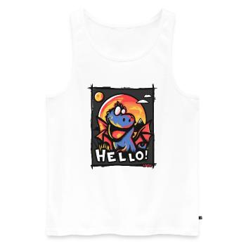 Dragon adorable et drôle, bonjour - Débardeur bio Premium Homme - blanc - Devant - Michal (187cm)