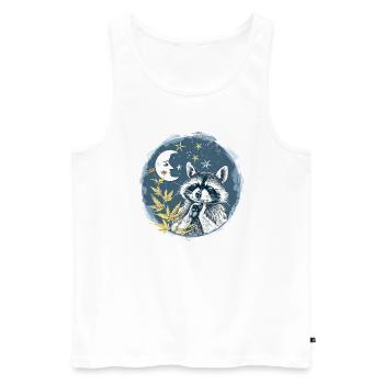 Étoiles, lune et raton laveur endormi - Débardeur bio Premium Homme - blanc - Devant - Michal (187cm)
