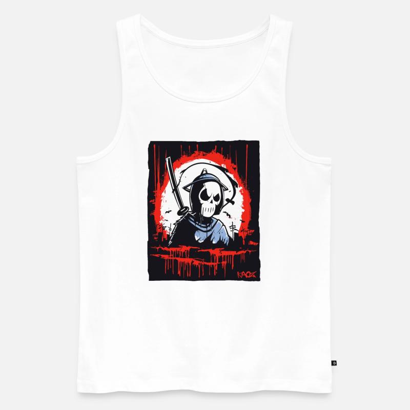 Sensenmann Totenkopf Samurai - Männer Premium Bio Tank Top - Weiß