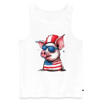 Pigtriotischer Patriot: Schwein der USA - Männer Premium Bio Tank Top - Weiß - Vorne - Michal (187cm)