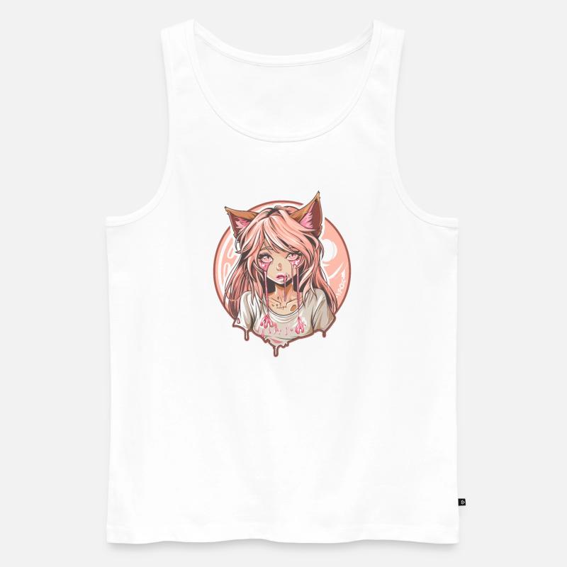 Cooles Anime-Fuchs-Mädchen - Männer Premium Bio Tank Top - Weiß