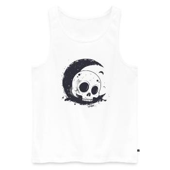 Sleeping skull skull on the moon - Men's Premium Organic Tank Top - white - Front - AI Model Male 178 light (178cm)