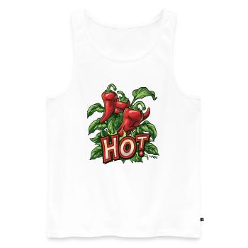 Plante de piment fort - Débardeur bio Premium Homme - blanc - Devant - Michal (187cm)
