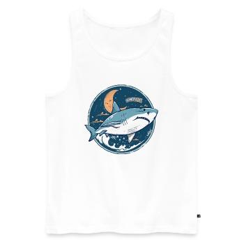Schlafender Hai, aber Haie schlafen nicht - Männer Premium Bio Tank Top - Weiß - Vorne - AI Model Male 178 light (178cm)