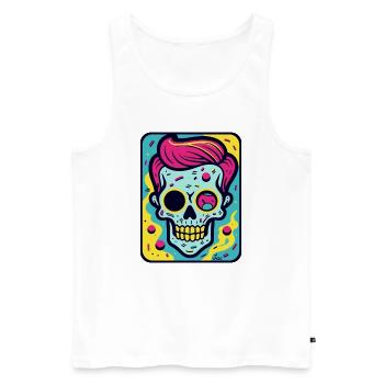 Funny, Cool Pop Art Skull Skull - Men's Premium Organic Tank Top - white - Front - Michal (187cm)