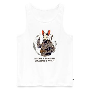 Sanitäter Hase: Krieg bekommt meinen Mittelfinger - Männer Premium Bio Tank Top - Weiß - Vorne - Michal (187cm)