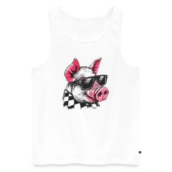 Coole Sonnenbrille tragendes Schwein - Männer Premium Bio Tank Top - Weiß - Vorne - AI Model Male 178 light (178cm)