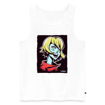 Fille d’anime cool et heureuse - Débardeur bio Premium Homme - blanc - Devant - Michal (187cm)