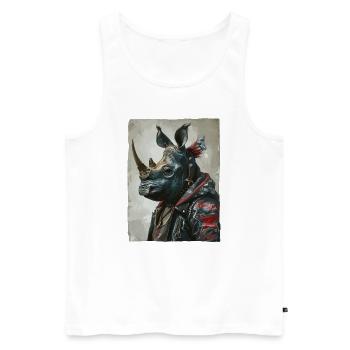 Patriotischer Punk-Nashorn - Männer Premium Bio Tank Top - Weiß - Vorne - Michal (187cm)